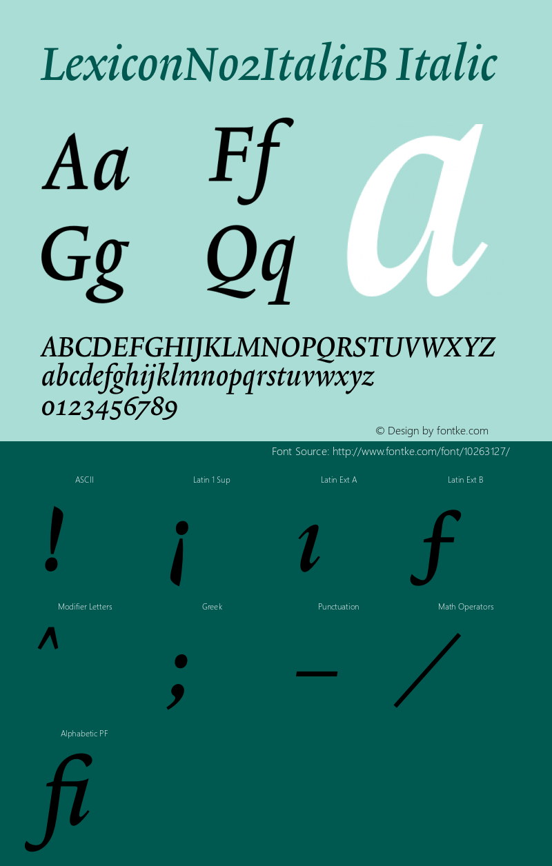 LexiconNo2ItalicB Italic 001.000图片样张