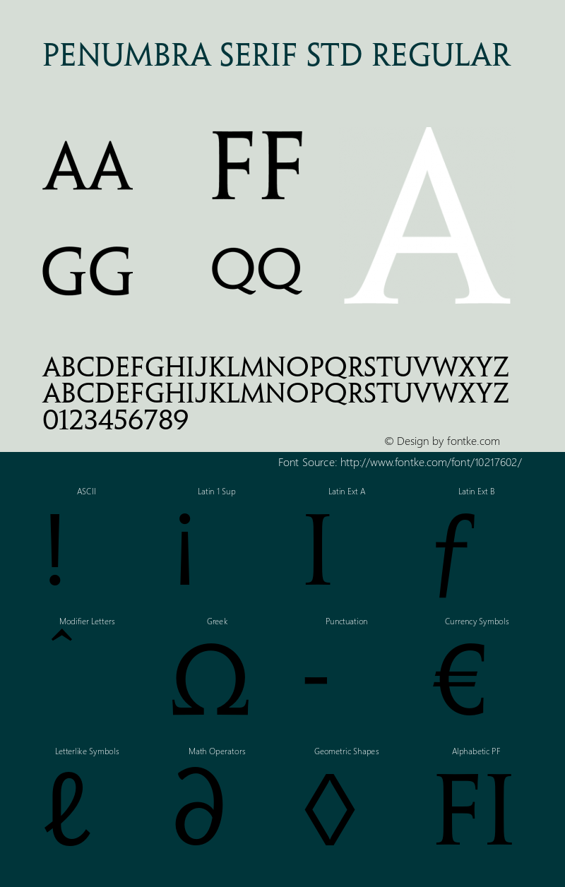 Penumbra Serif Std Regular Version 2.025;PS 002.000;hotconv 1.0.50;makeotf.lib2.0.16970图片样张