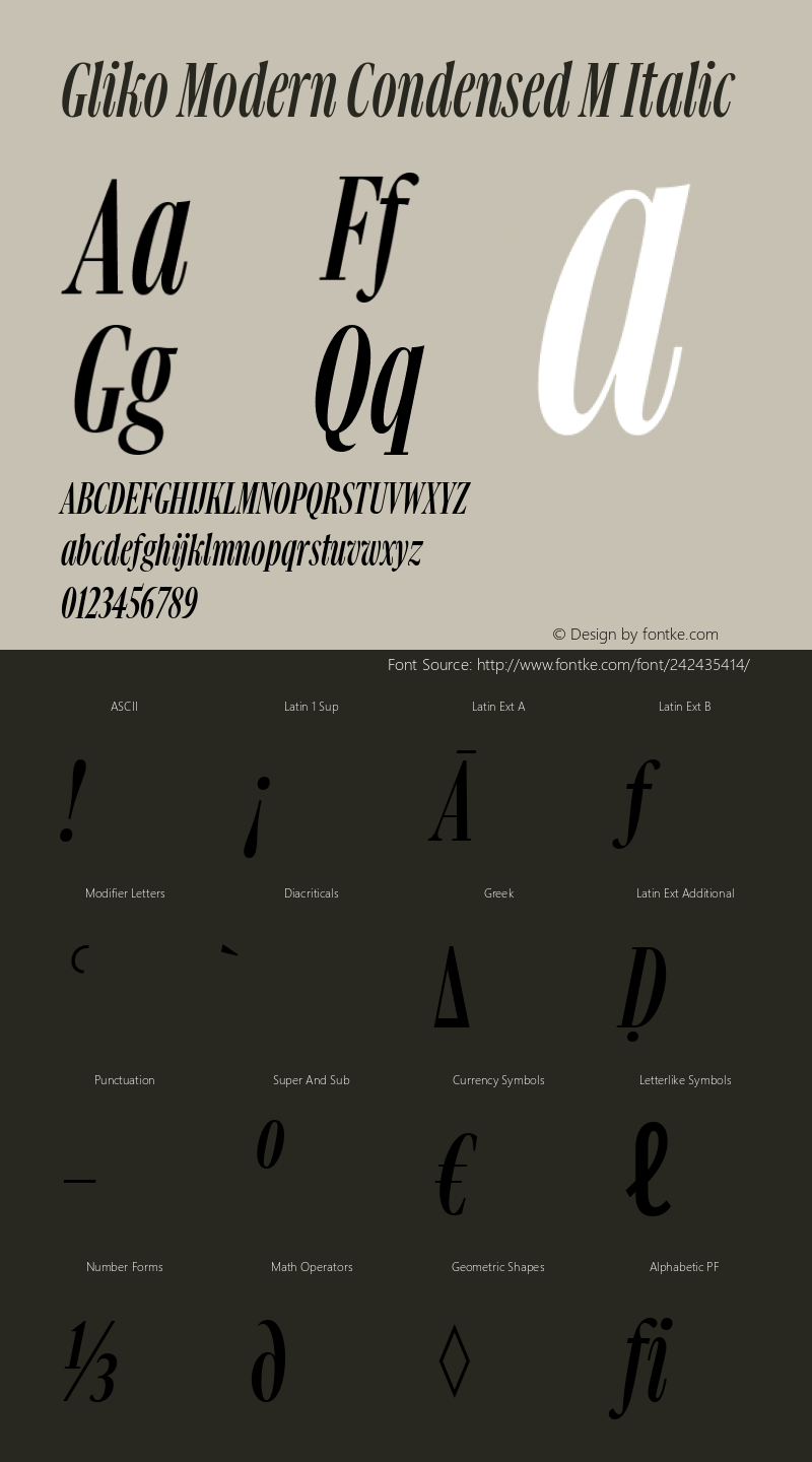 Gliko Modern Condensed M Italic Version 2.001图片样张