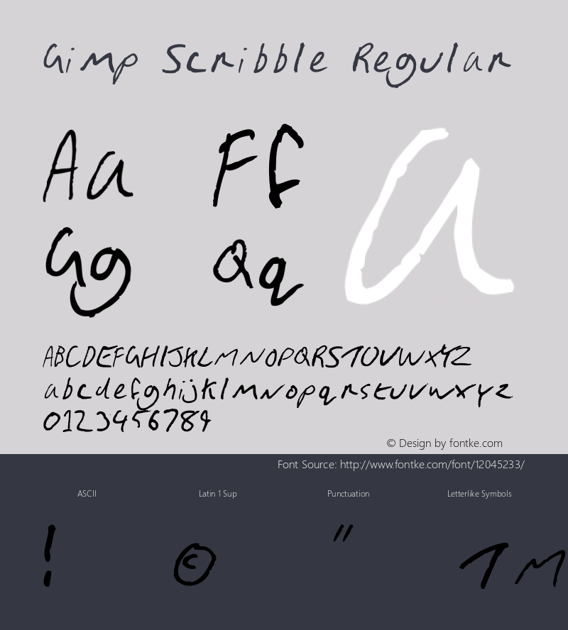 Gimp Scribble Regular Version 1.000图片样张