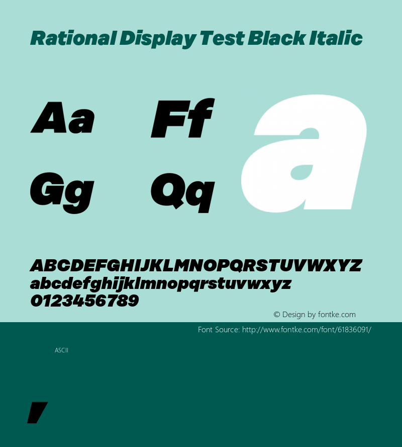 Rational Display Test Black Italic Version 1.000;PS 001.000;hotconv 1.0.88;makeotf.lib2.5.64775图片样张