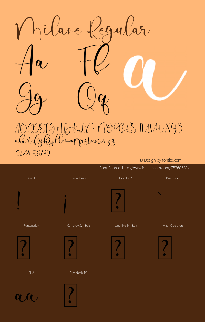 Milane Version 1.00;August 25, 2020;FontCreator 12.0.0.2545 64-bit图片样张