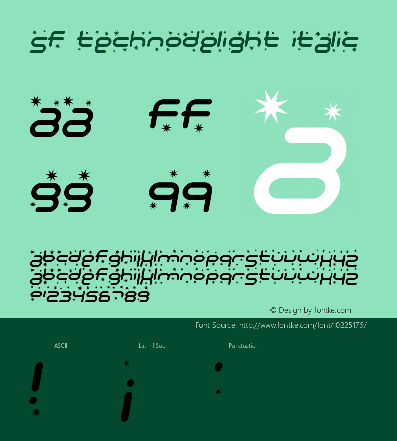 SF Technodelight Italic Version 1.1图片样张