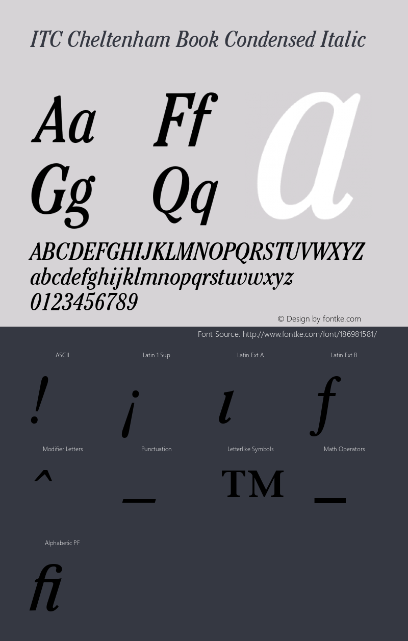 ITC Cheltenham Book Condensed Italic 001.000图片样张