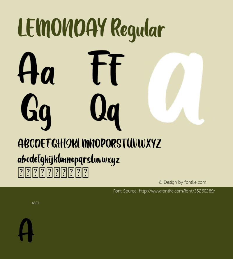 LEMONDAY Version 1.00;July 15, 2019;FontCreator 11.5.0.2430 64-bit图片样张