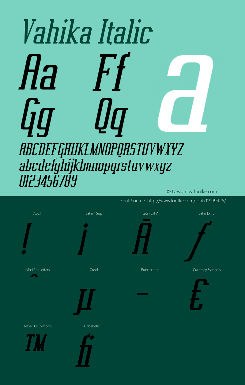 Vahika Italic OTF 3.000;PS 001.001;Core 1.0.29图片样张