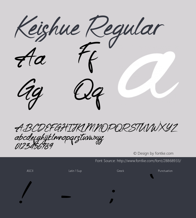 Keishue Version 1.00;May 4, 2018;FontCreator 11.5.0.2427 64-bit图片样张