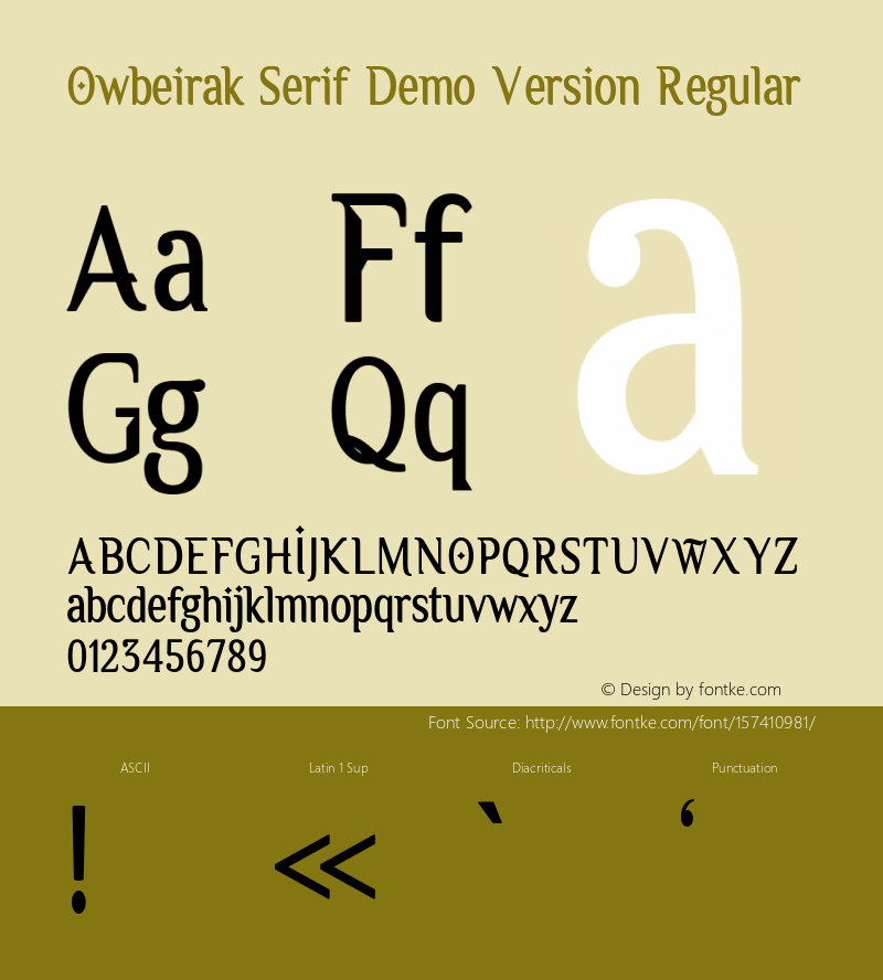 Owbeirak Serif Demo Version Version 1.00;December 25, 2020;FontCreator 12.0.0.2565 64-bit图片样张