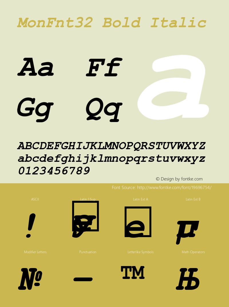 MonFnt32 Bold Italic Version 1.00图片样张