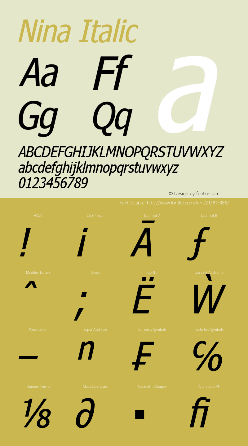 Nina Italic Version 1.01图片样张