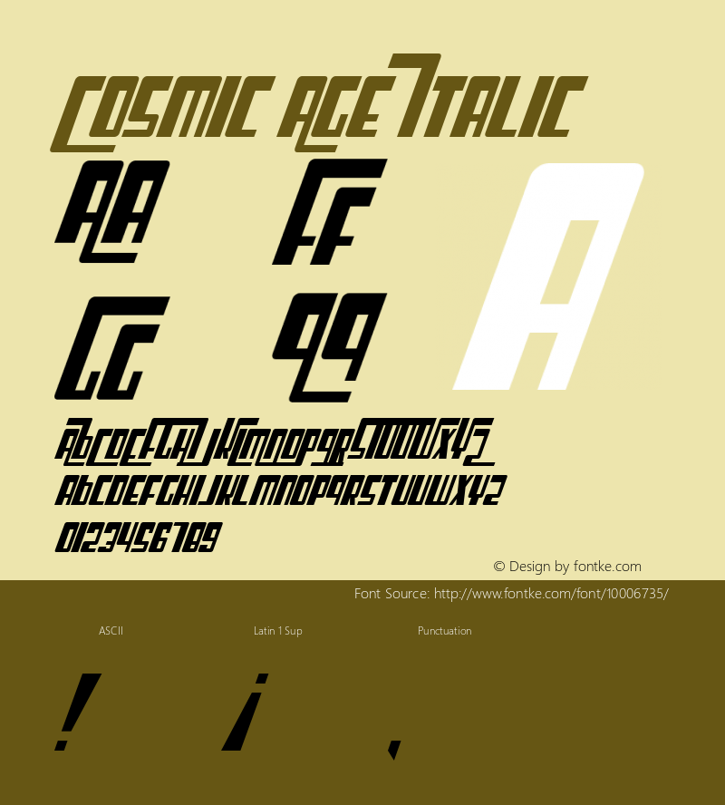 Cosmic Age Italic Macromedia Fontographer 4.1 2/3/99图片样张