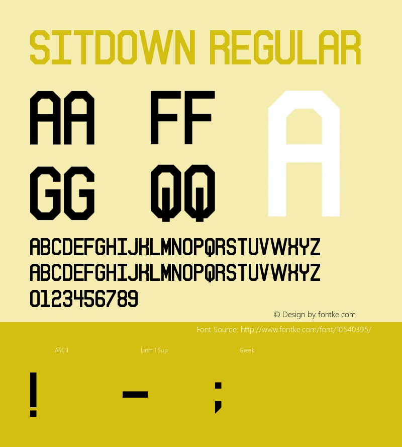 Sitdown Regular Version 1.00 February 11, 2014, initial release图片样张