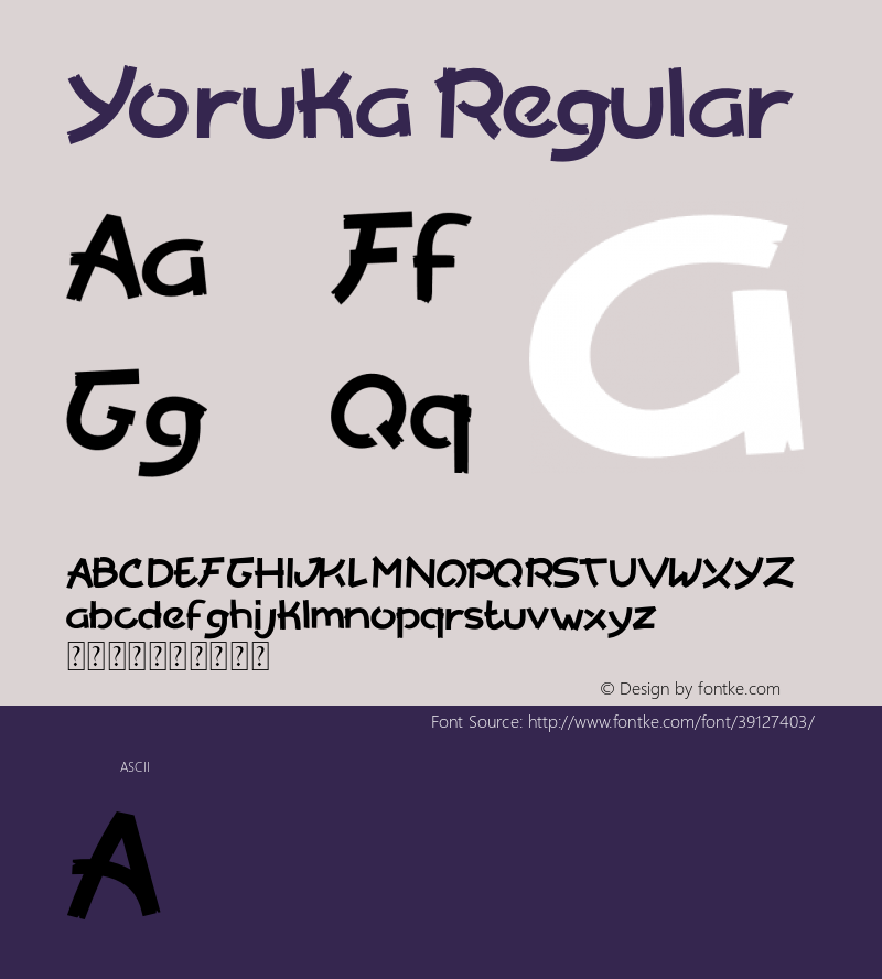 Yoruka Version 1.00;August 1, 2019;FontCreator 12.0.0.2535 64-bit图片样张