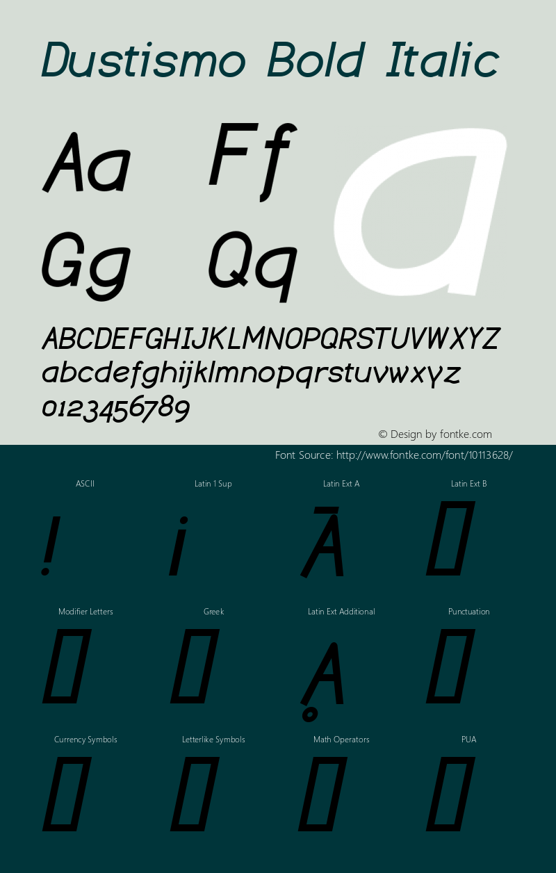 Dustismo Bold Italic Version 1.06 2003图片样张