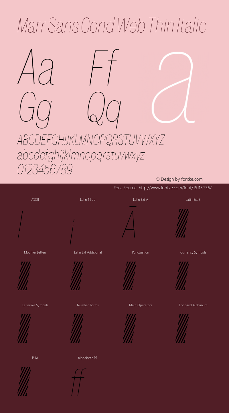 Marr Sans Cond Web Thin Italic Version 1.1 2015图片样张