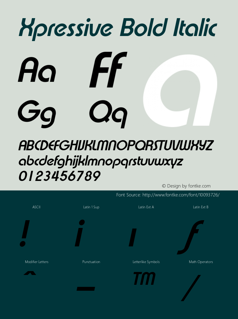 Xpressive Bold Italic The IMSI MasterFonts Collection, tm 1995, 1996 IMSI (International Microcomputer Software Inc.)图片样张