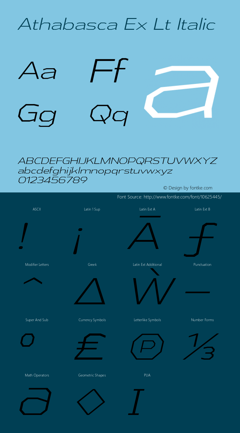 Athabasca Ex Lt Italic Version 1.000图片样张