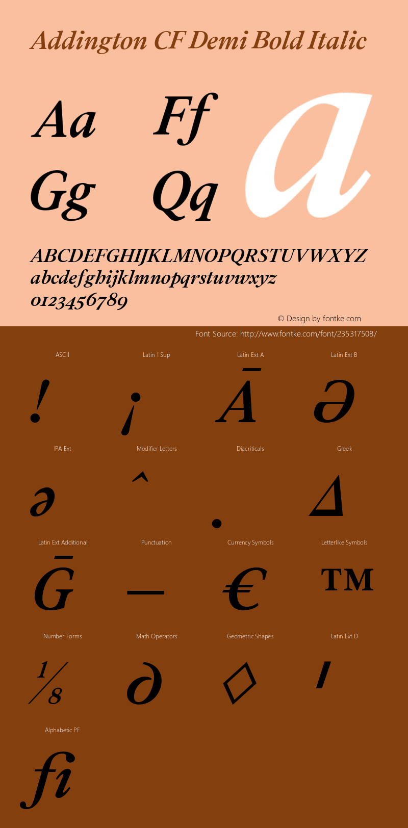 Addington CF Demi Bold Italic Version 2.000;FEAKit 1.0图片样张