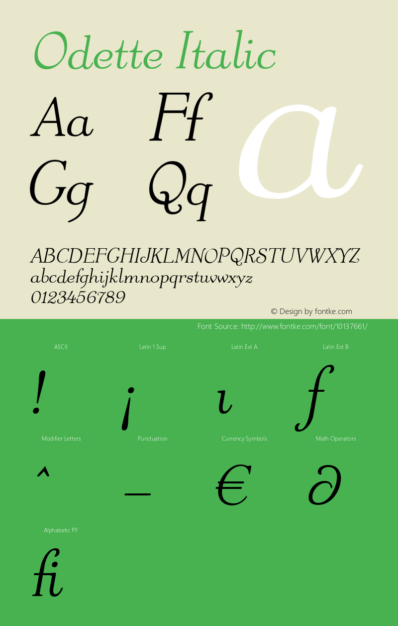 Odette Italic 1.00 September 2004图片样张