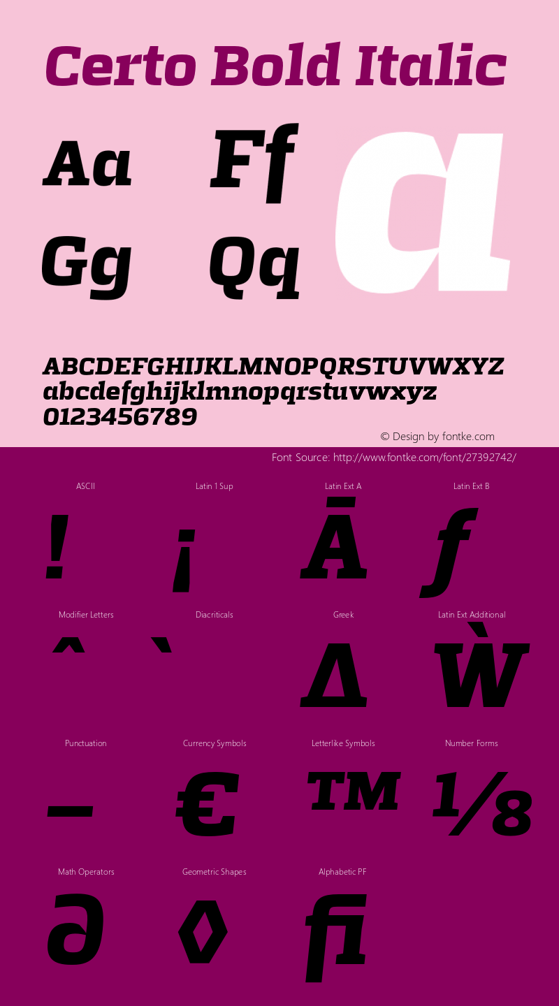 Certo Bold Italic Version 1.000;PS 001.000;hotconv 1.0.88;makeotf.lib2.5.64775图片样张