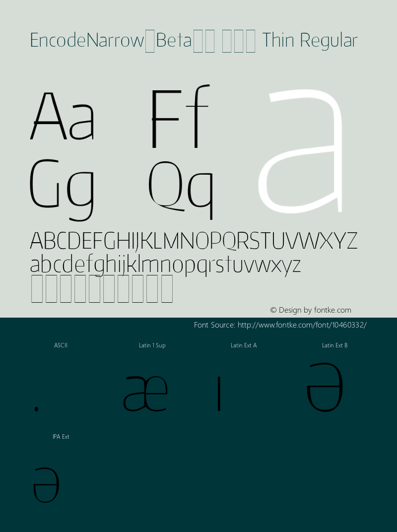 EncodeNarrow-Beta33 100 Thin Regular Version 1.001;PS 001.001;hotconv 1.0.70;makeotf.lib2.5.58329 DEVELOPMENT图片样张
