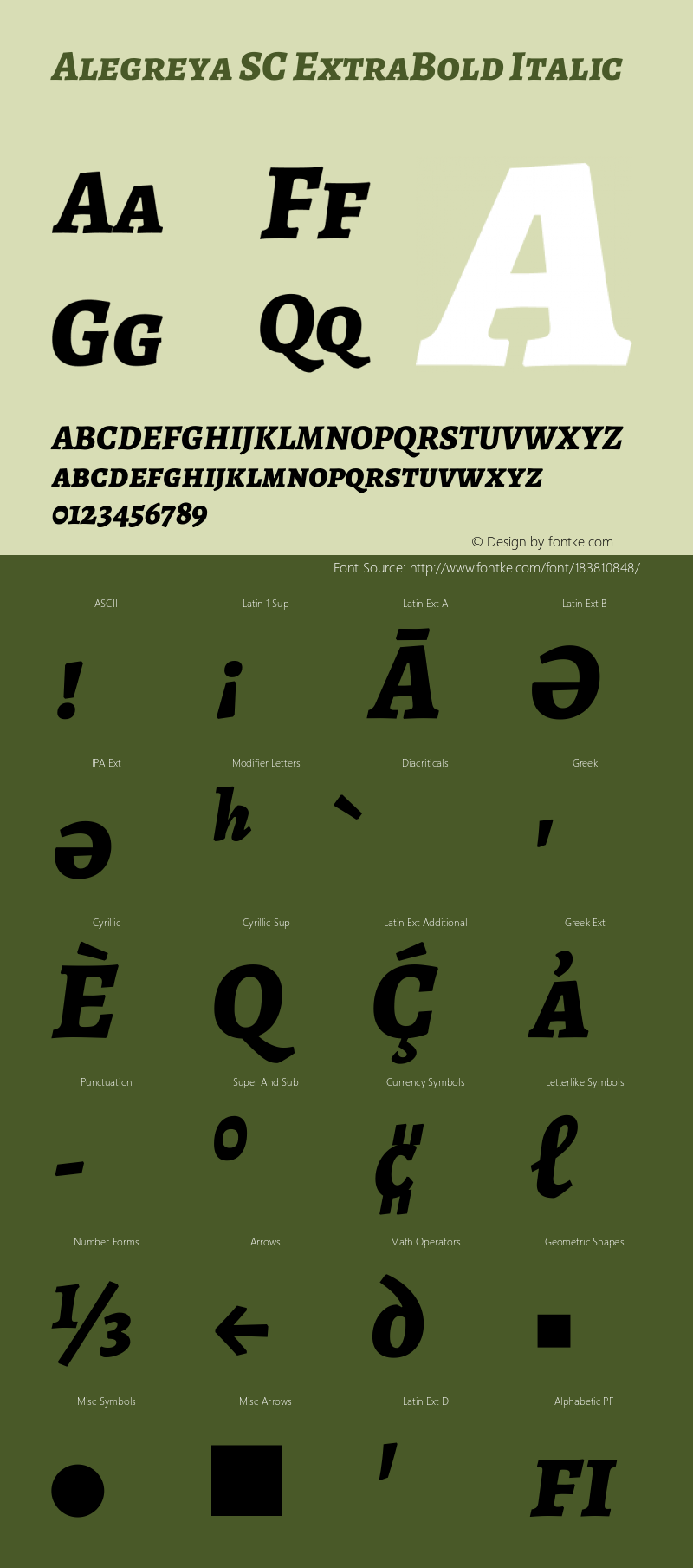 Alegreya SC ExtraBold Italic Version 2.003; ttfautohint (v1.6)图片样张