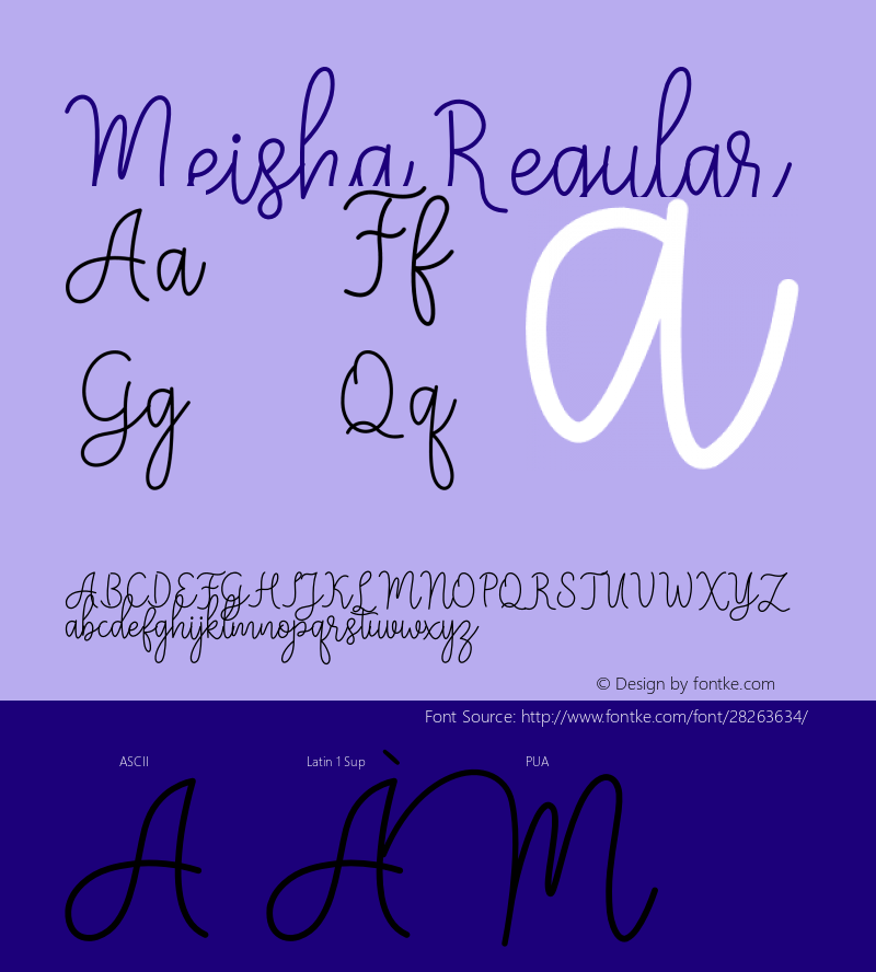 Meisha Version 1.00;January 2, 2019;FontCreator 11.5.0.2430 64-bit图片样张