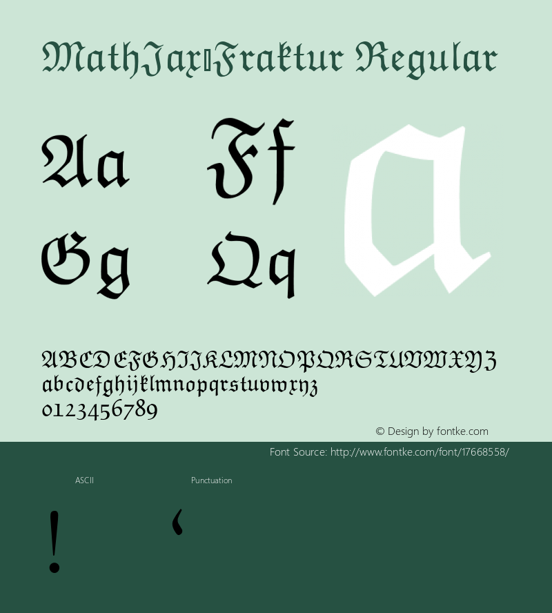 MathJax_Fraktur Regular Version 1.1图片样张