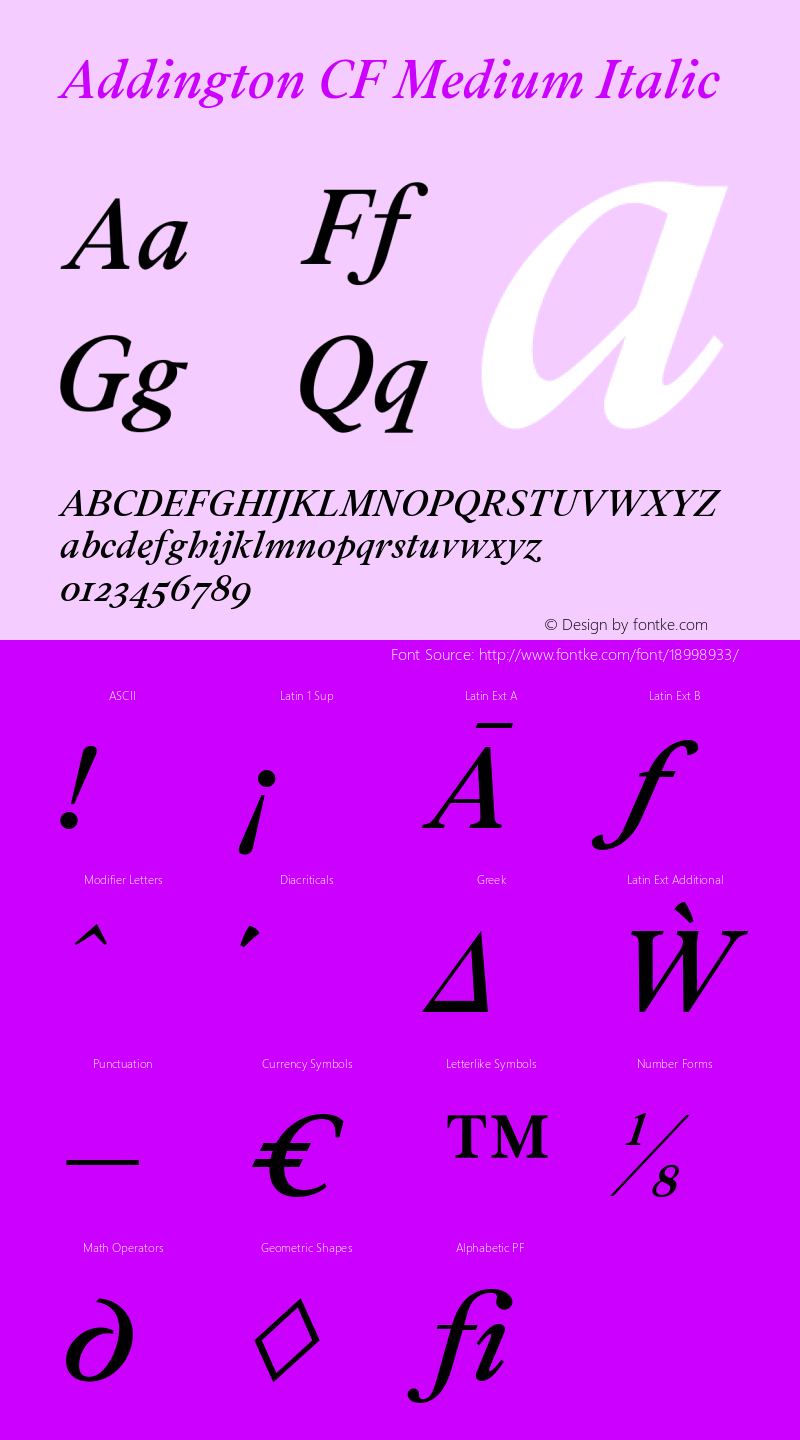 Addington CF Medium Italic Version 1.300图片样张