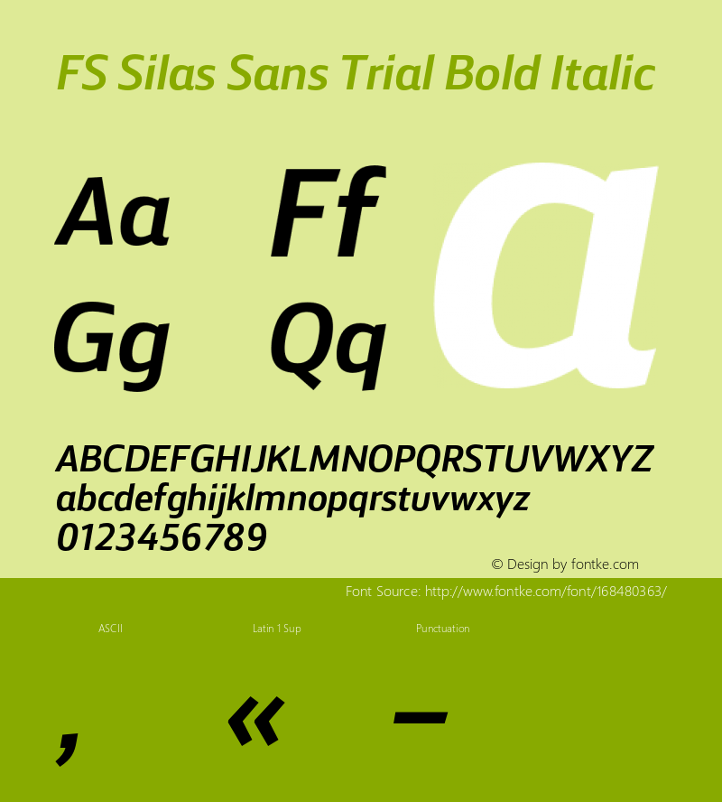 FS Silas Sans Trial Bold Italic Version 1.1图片样张