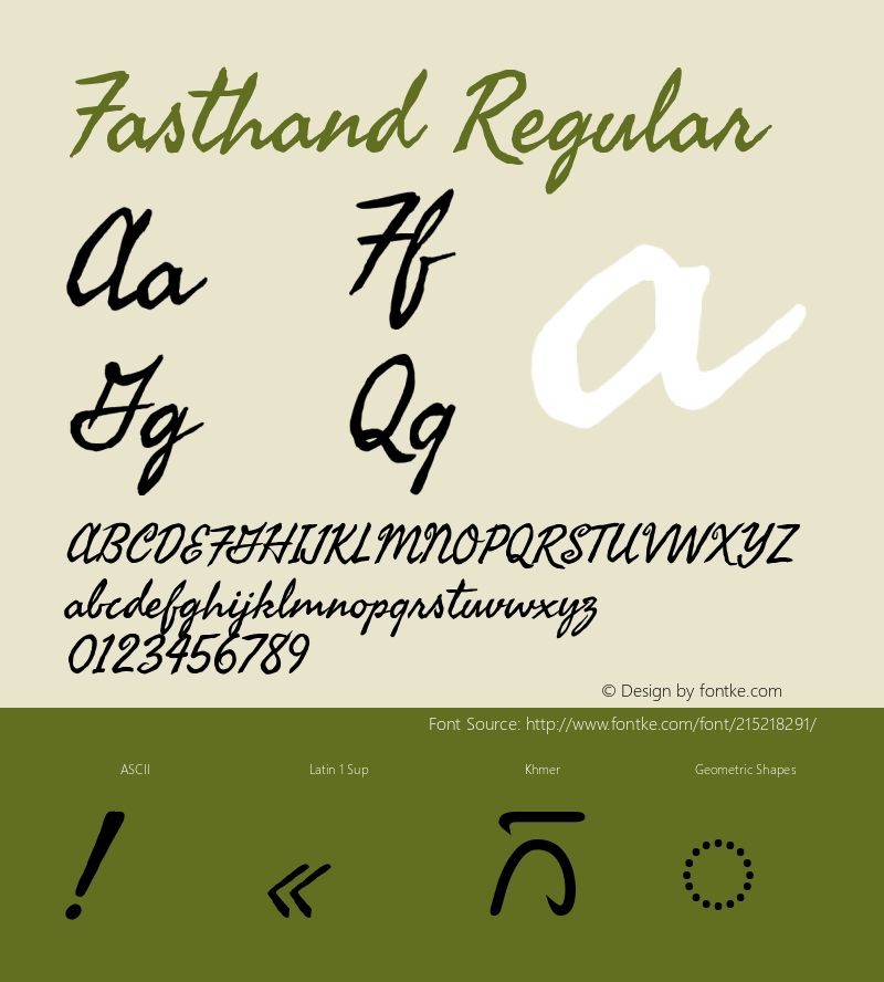 Fasthand Regular Version 8.002; ttfautohint (v1.8.3)图片样张