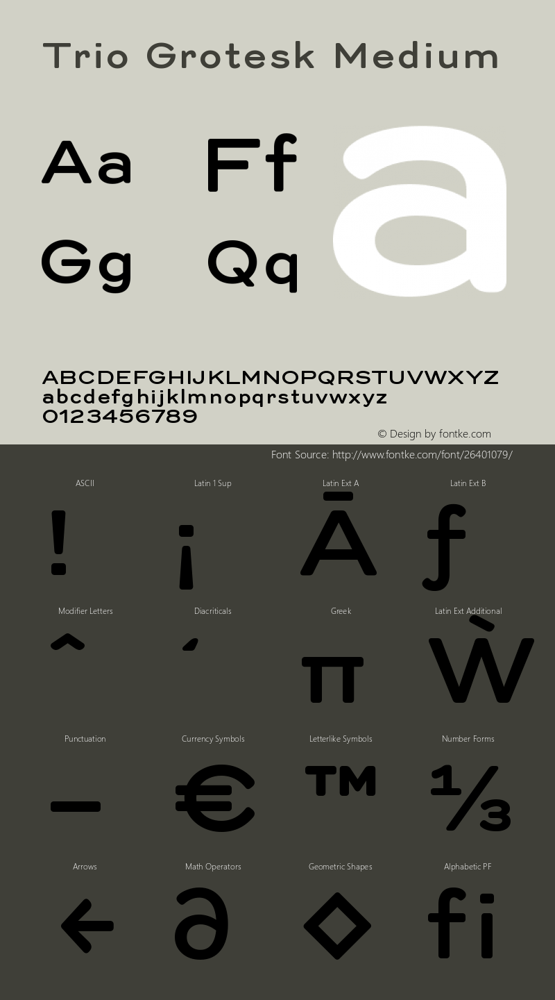 Trio Grotesk Medium Version 1.001;PS 001.001;hotconv 1.0.70;makeotf.lib2.5.58329图片样张