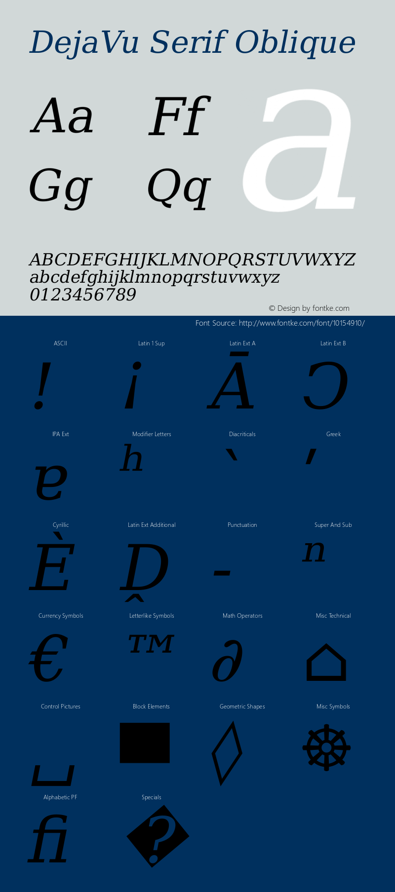 DejaVu Serif Oblique Version 1.15图片样张