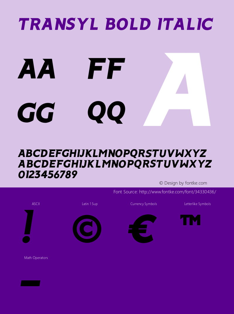 Transyl Bold Italic Version 1.000;PS 001.000;hotconv 1.0.88;makeotf.lib2.5.64775图片样张