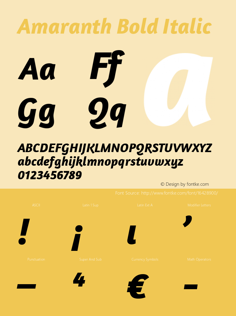 Amaranth Bold Italic Version 1.000图片样张