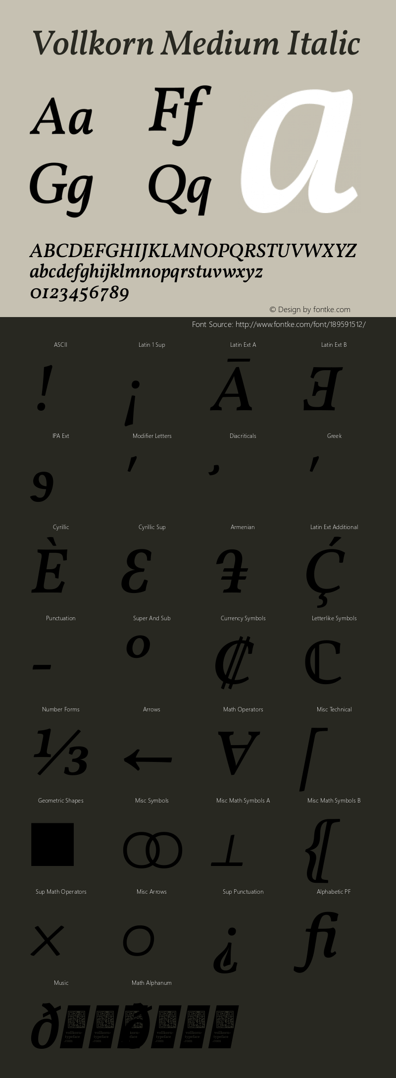 Vollkorn Medium Italic Version 5.001图片样张