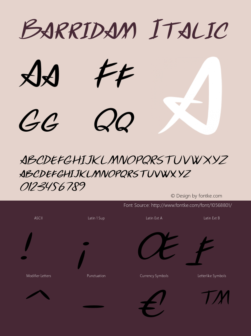 Barridam Italic Version 1.000图片样张