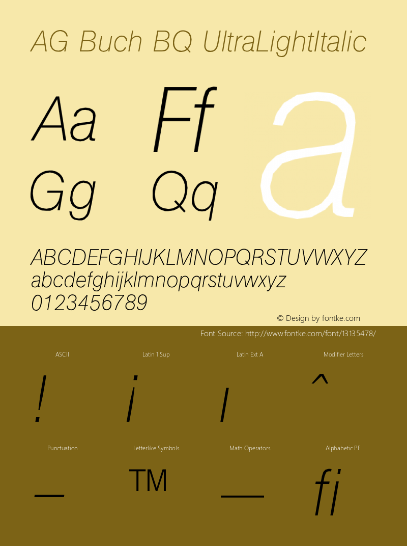 AG Buch BQ UltraLightItalic Version 001.000图片样张