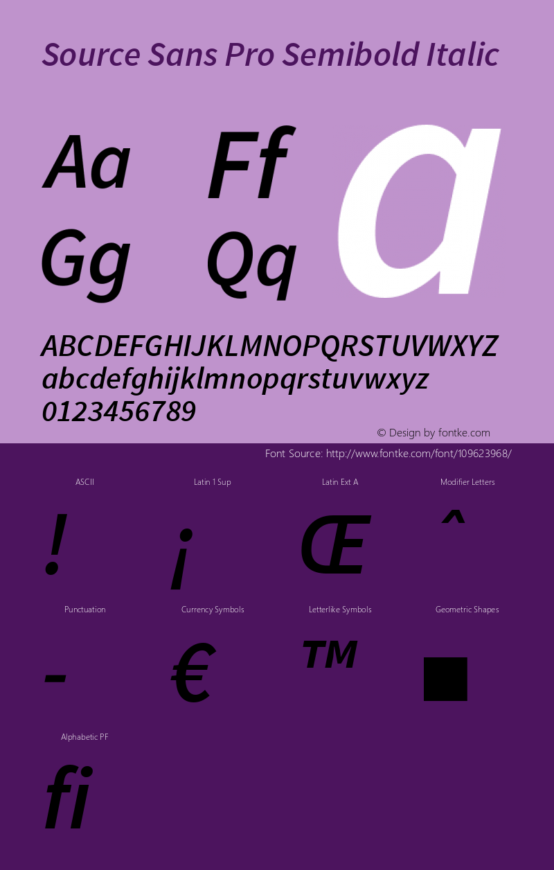 Source Sans Pro Semibold Italic Version 1.040;PS 1.000;hotconv 1.0.70;makeotf.lib2.5.5900图片样张