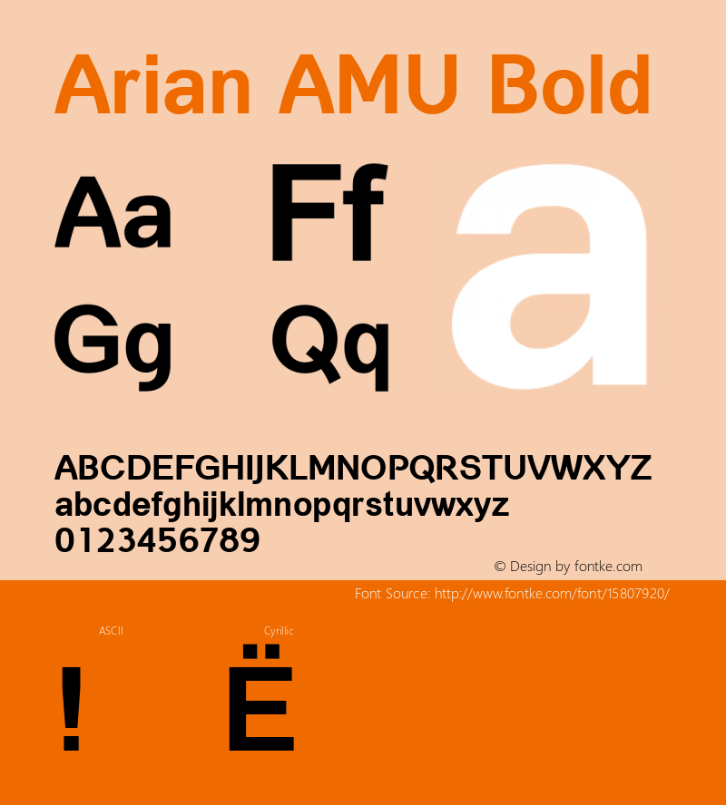 Arian AMU Bold Version 3.001 1999; ttfautohint (v1.4.1)图片样张
