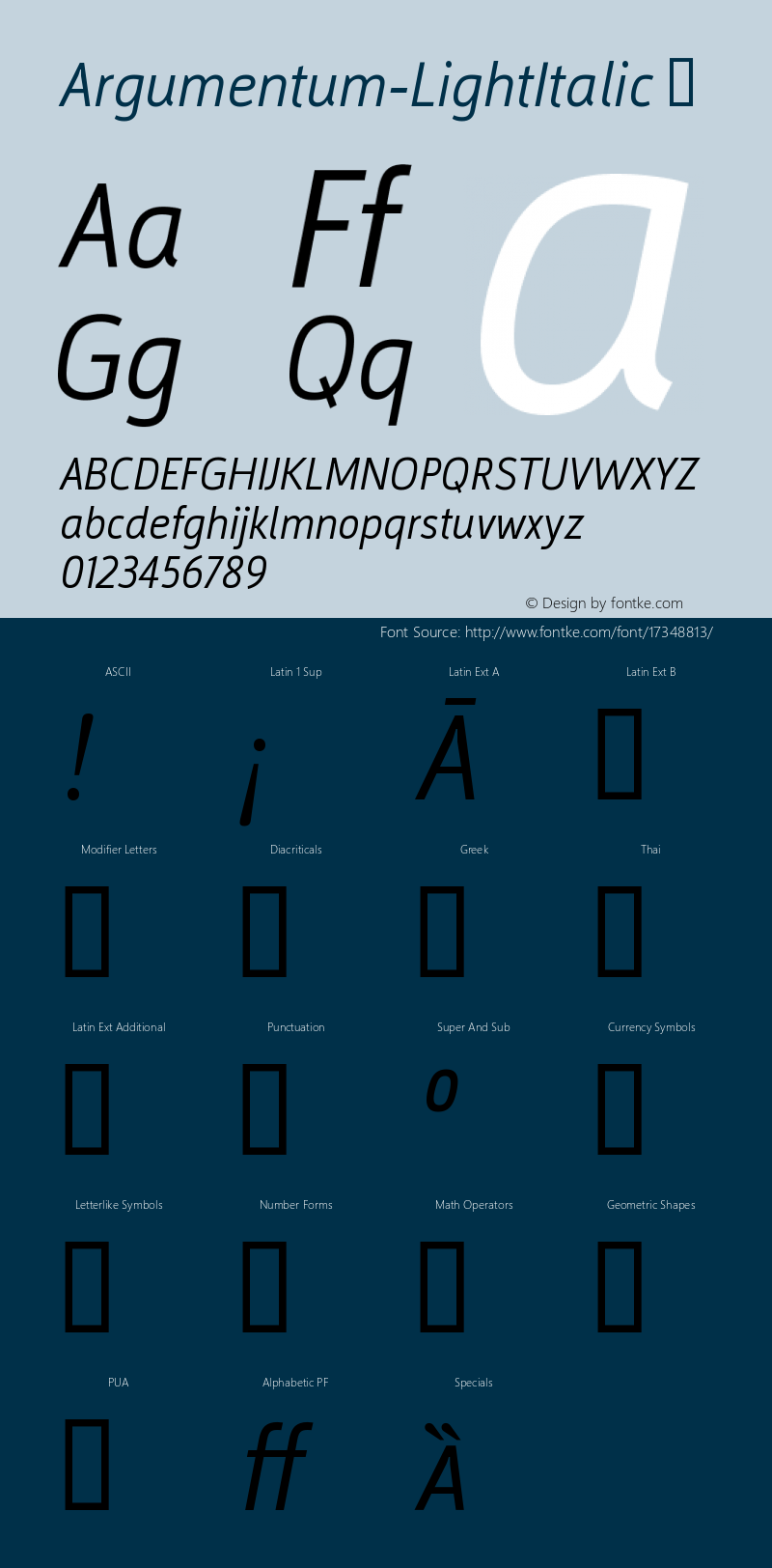 Argumentum-LightItalic ☞ Version 2.000;com.myfonts.kostic.argumentum.light-italic.wfkit2.hzTg图片样张