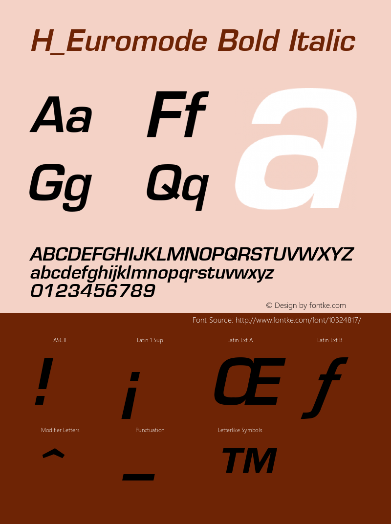 H_Euromode Bold Italic 1000图片样张