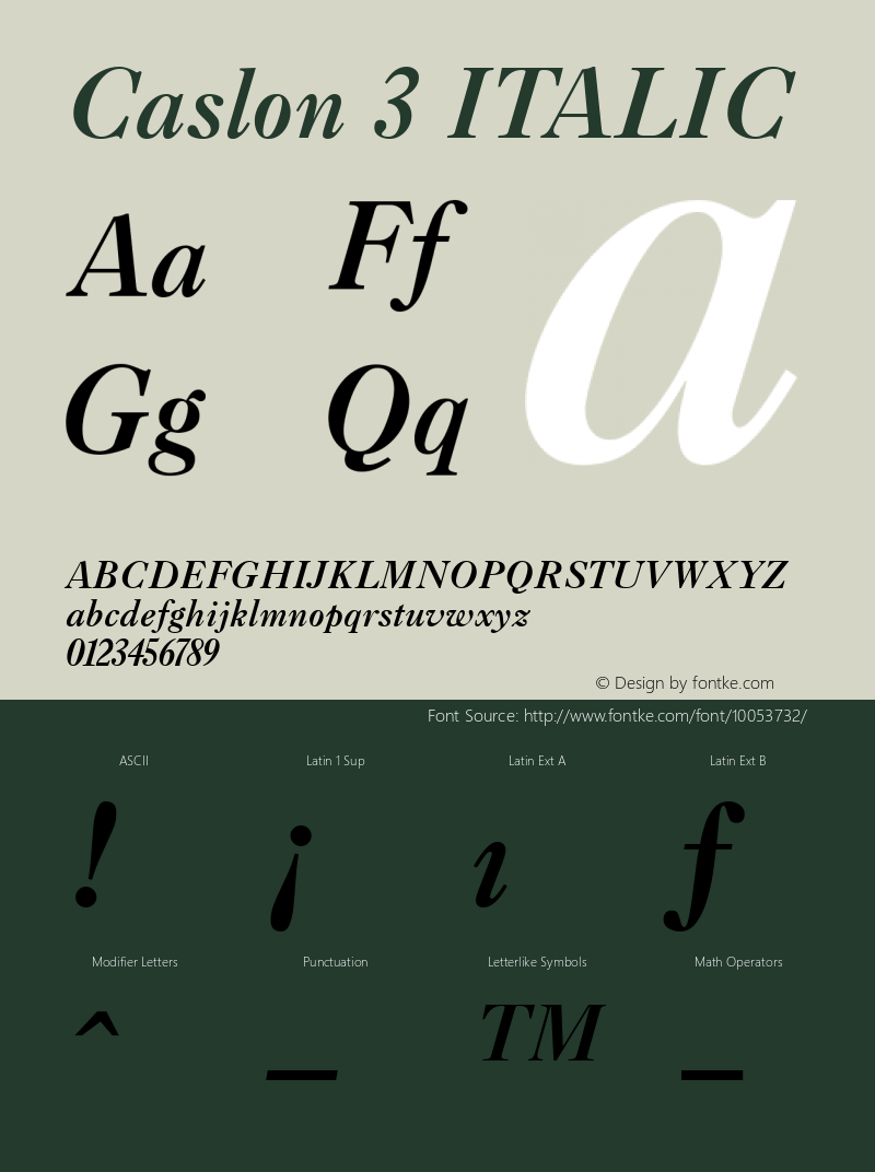 Caslon 3 ITALIC 001.000图片样张