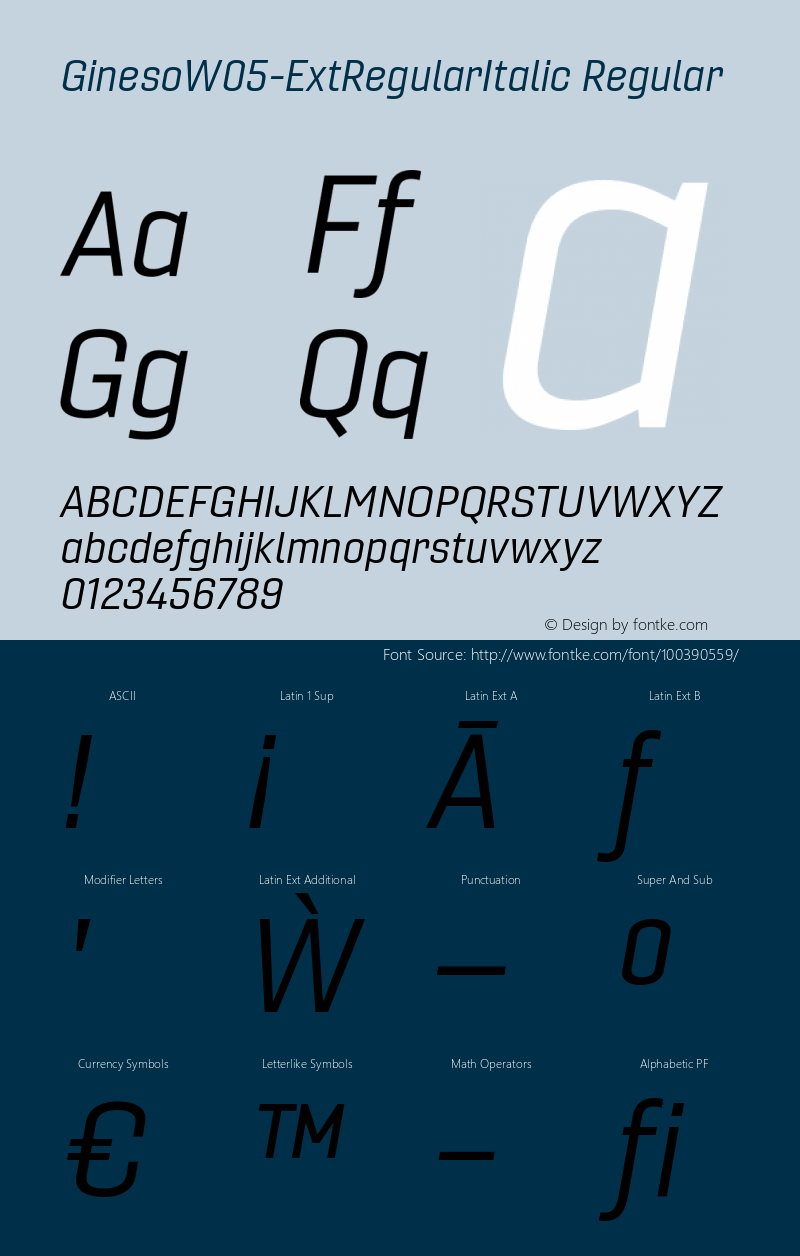 Gineso W05 Ext Regular Italic Version 1.001图片样张