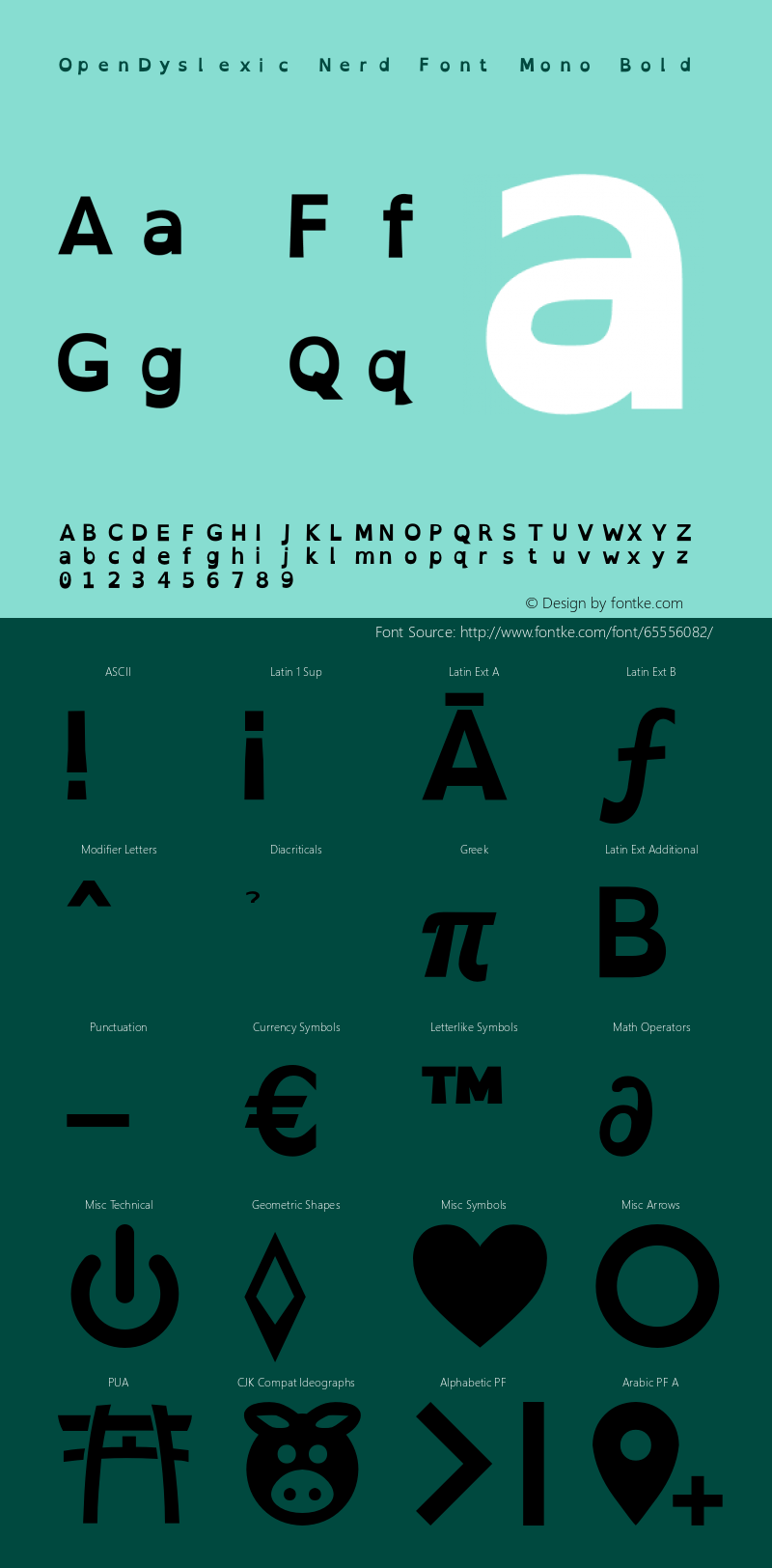 OpenDyslexic Bold Nerd Font Complete Mono Version 2.001;PS 002.001;hotconv 1.0.70;makeotf.lib2.5.58329图片样张