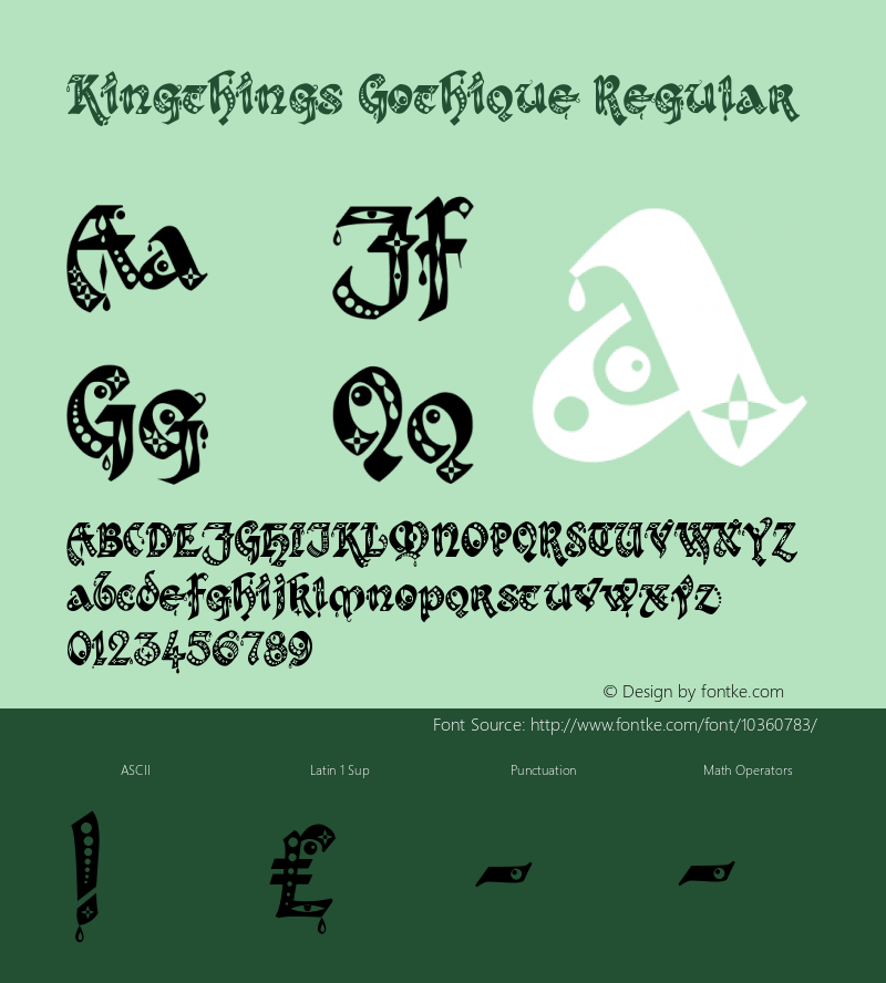 Kingthings Gothique Regular Version 3.0, March 2003图片样张