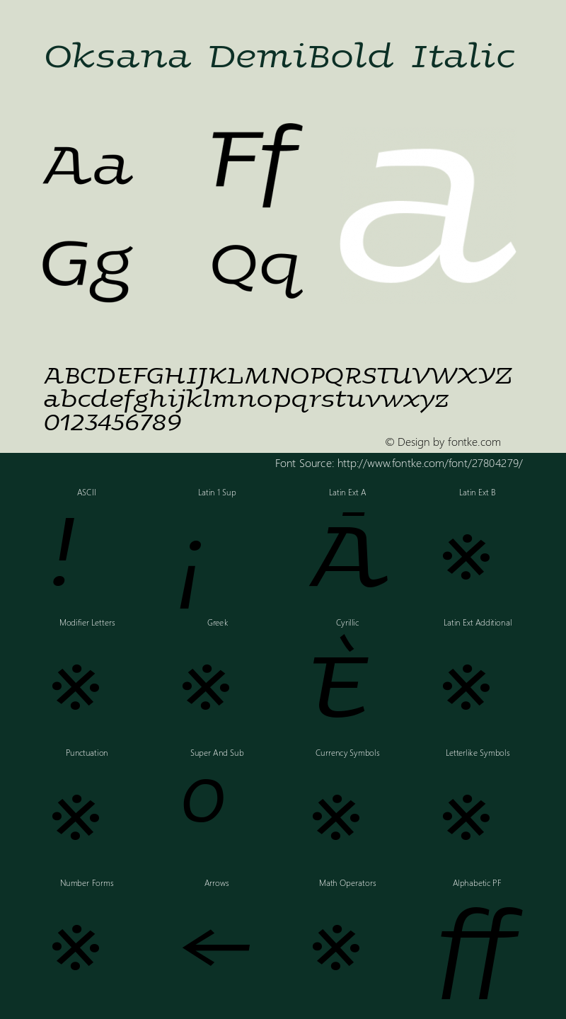 OksanaDemiBold-Italic Version 2.001图片样张