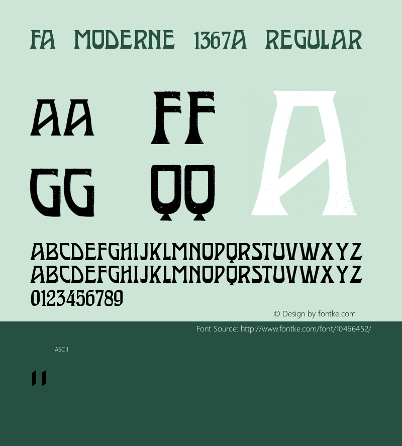 FA Moderne 1367a Regular Version 1.00 June 30, 2011, initial release图片样张