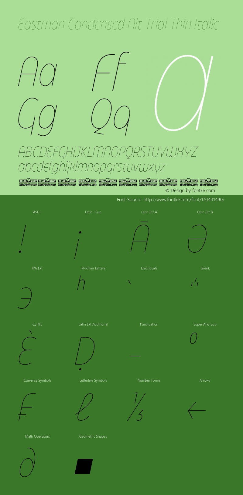 Eastman Cnd Alt Trial Thin Ita Version 3.001;hotconv 1.0.109;makeotfexe 2.5.65596图片样张