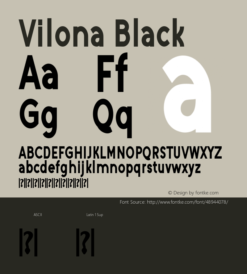 Vilona Black Version 1.00;December 1, 2019;FontCreator 11.5.0.2422 64-bit图片样张